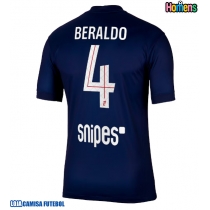 Camisa de Futebol Paris Saint-Germain Lucas Beraldo #4 Equipamento Principal 2025-26 Manga Curta